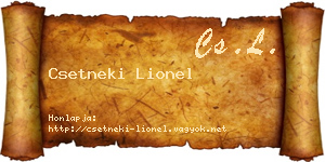 Csetneki Lionel névjegykártya